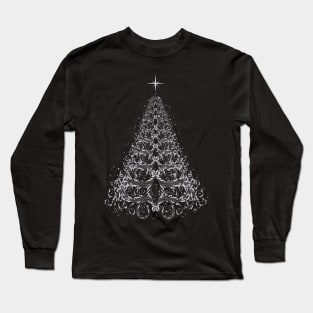 White Filigree Christmas Tree Long Sleeve T-Shirt